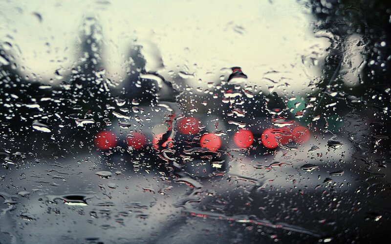 Red Lights Through Rain — Black