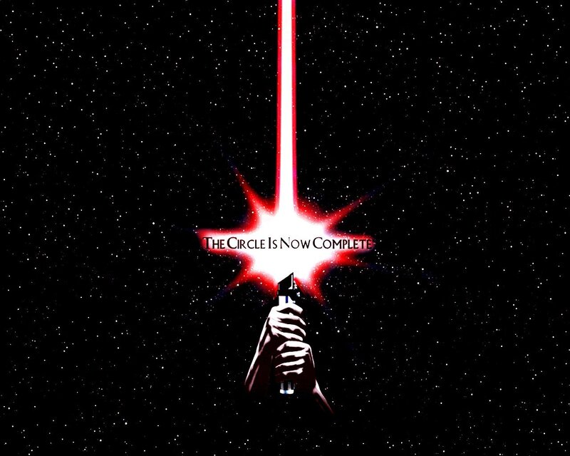 Red lightsaber in space
