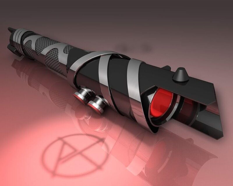 Red lightsaber with anarchy symbol