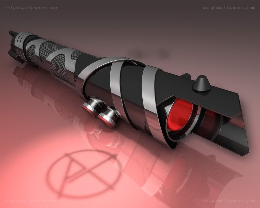 Red lightsaber with anarchy symbol