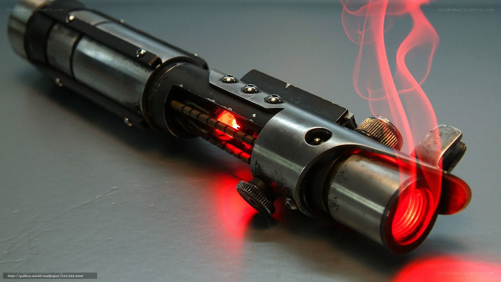 red lightsaber with smoke