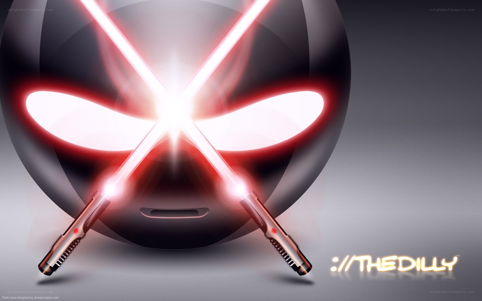Red lightsabers crossed on helmet