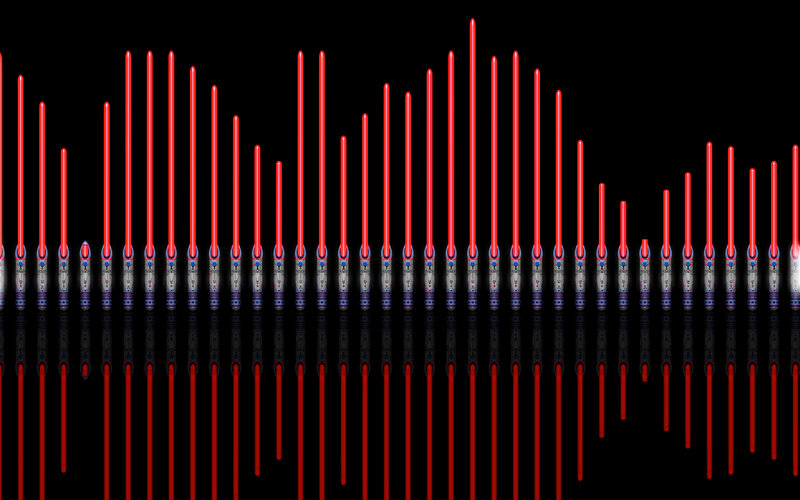 Red lightsabers in audio waveform