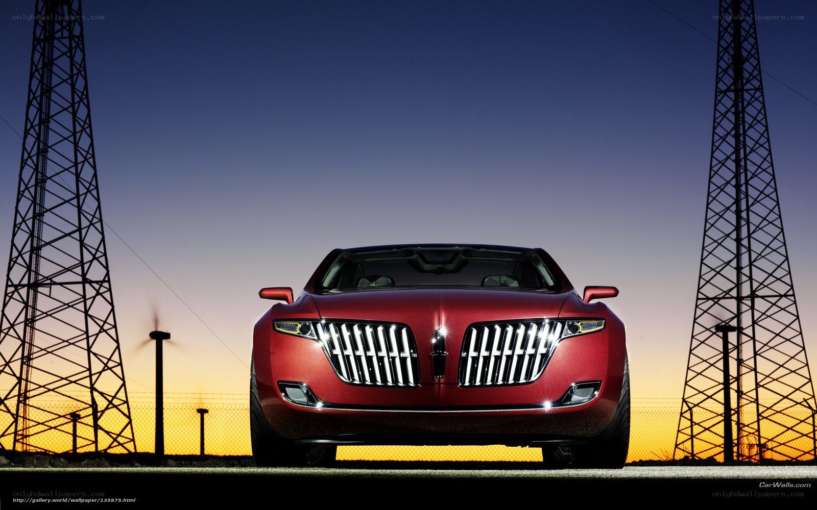 Red Lincoln car at sunset