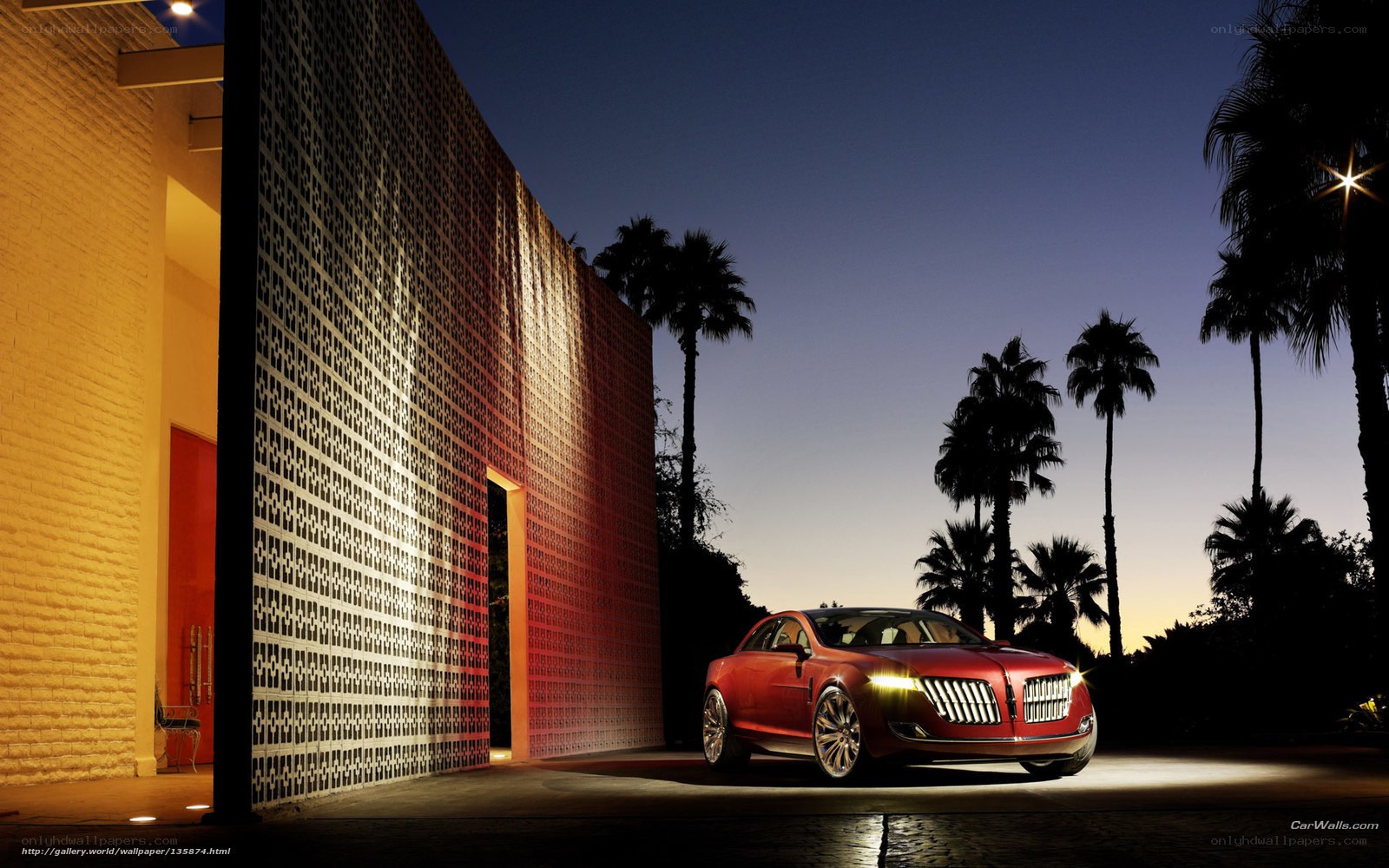 Red Lincoln concept car at night