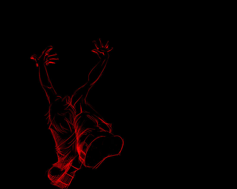 red line art of a dancer