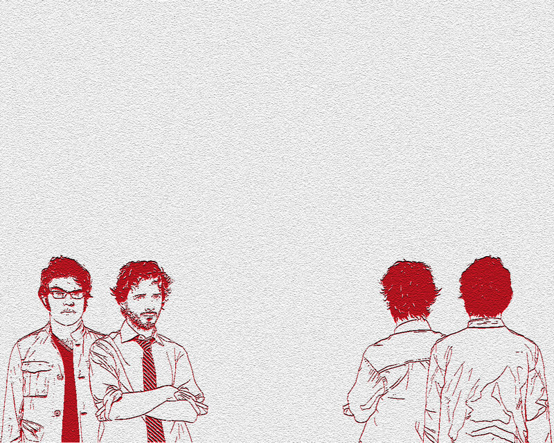 red line art of four men