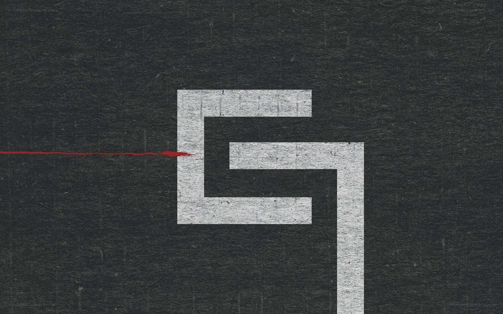 Red line entering maze symbol