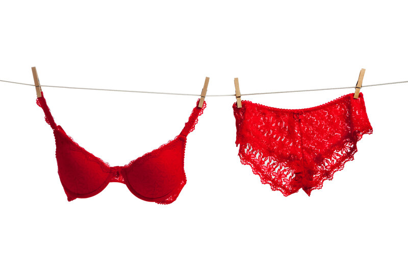 red lingerie on clothesline