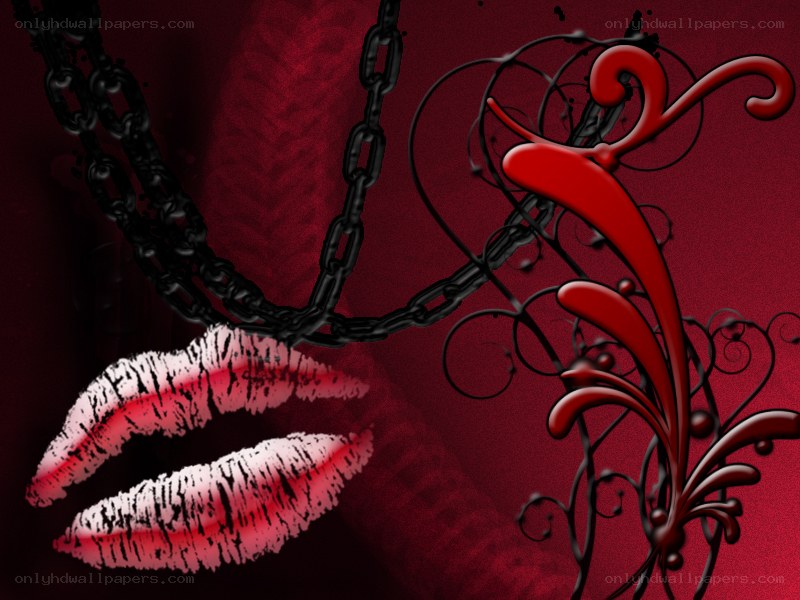 red lips and chains art
