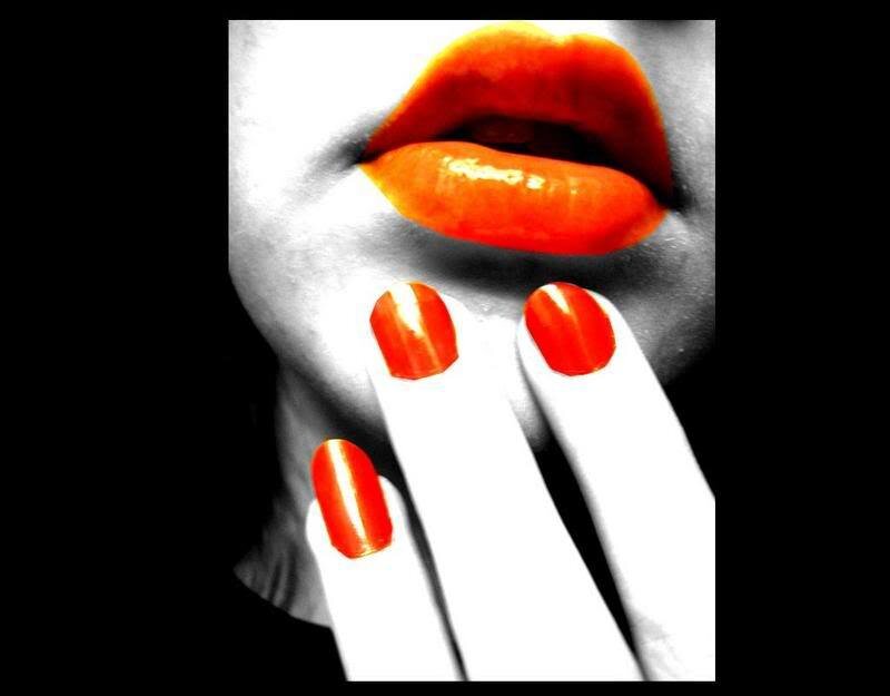red lips and nails close-up