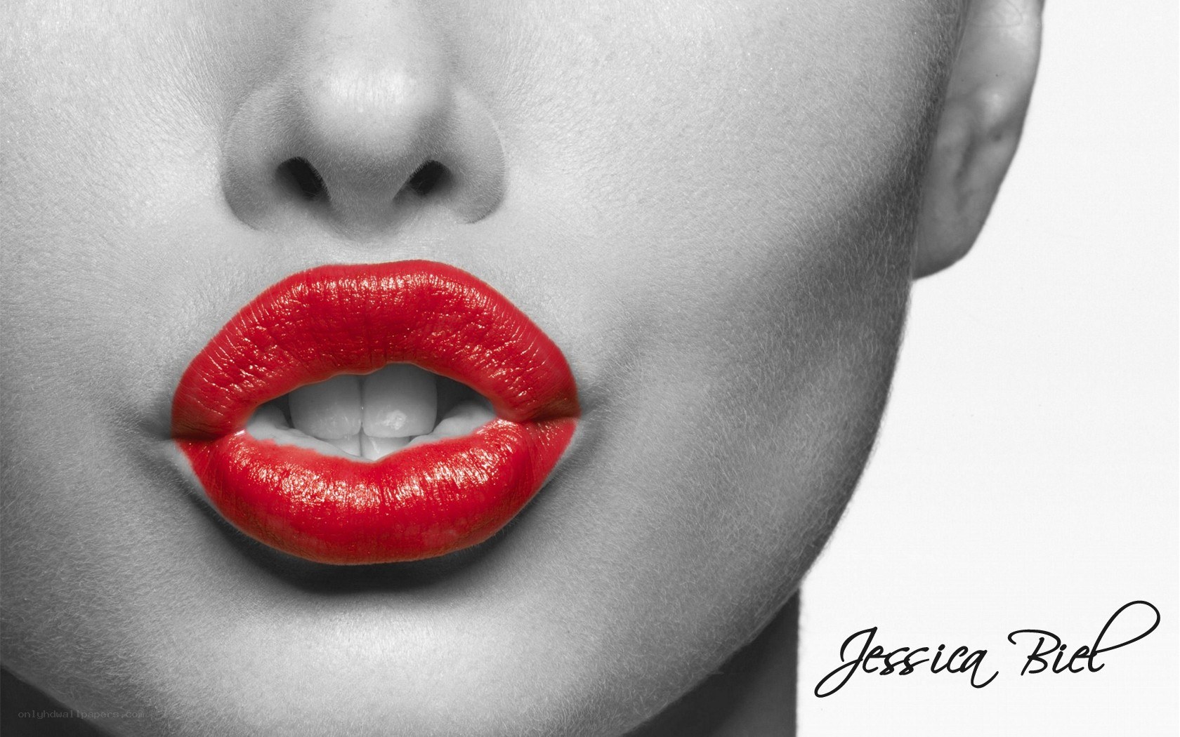 red lips close-up portrait