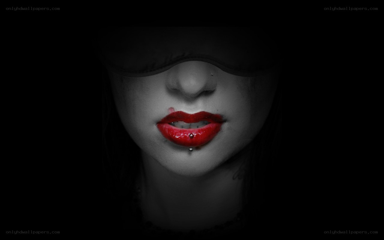 red lips in darkness
