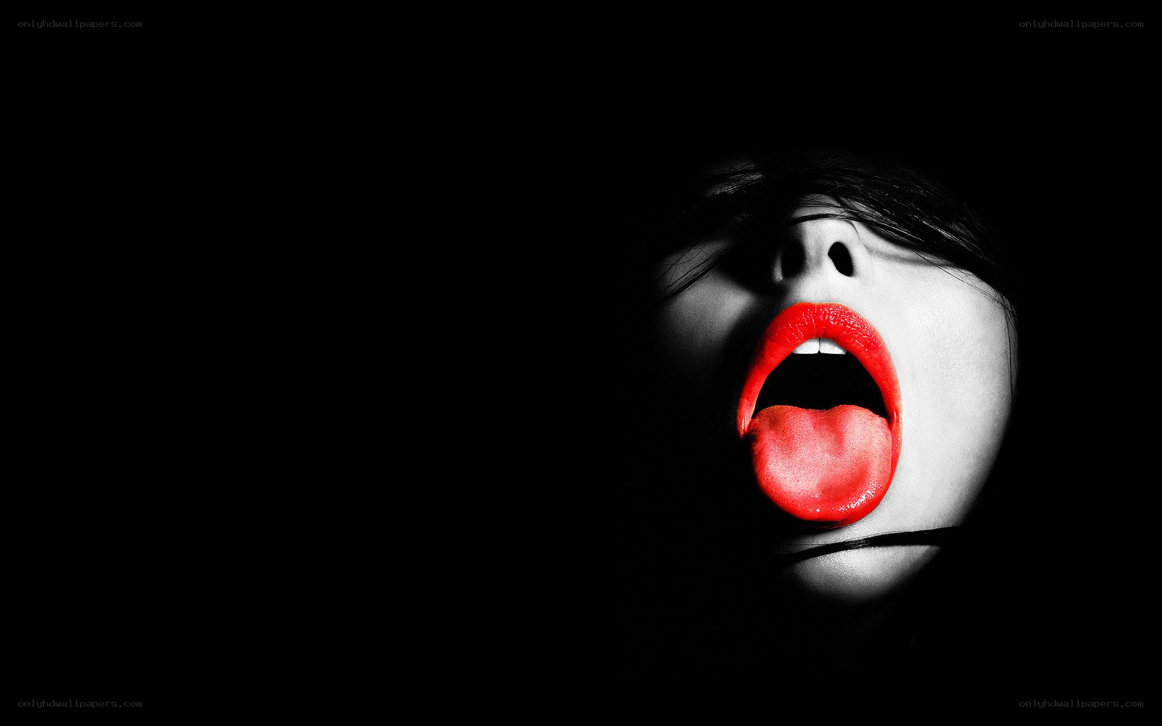 red lips in darkness