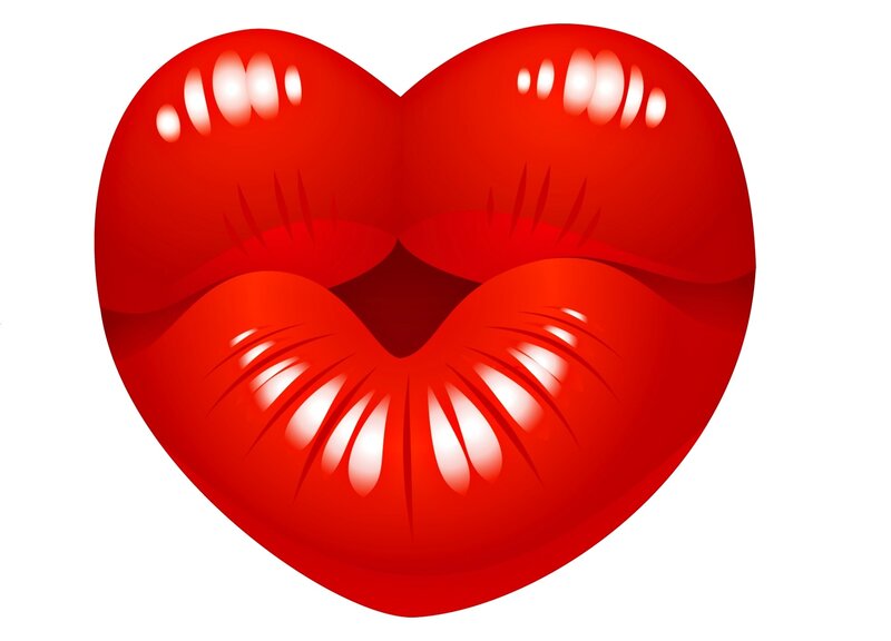 Red Lips in Heart Shape