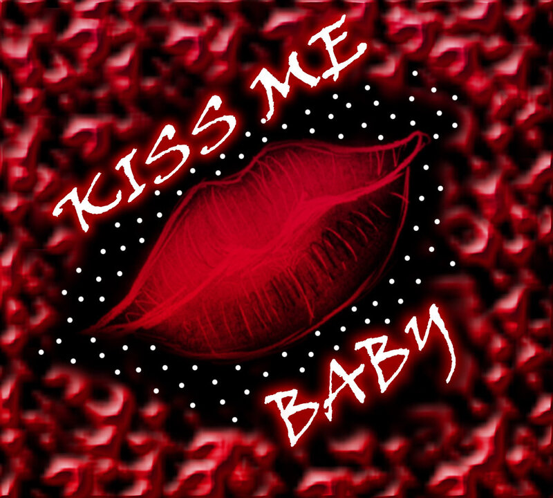 Red Lips on Black Background — Romantic