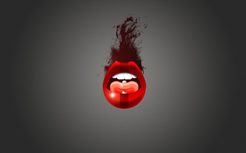 Red Lips with Blood Splatter