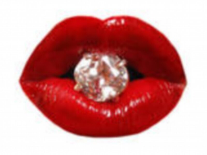 red lips with diamond