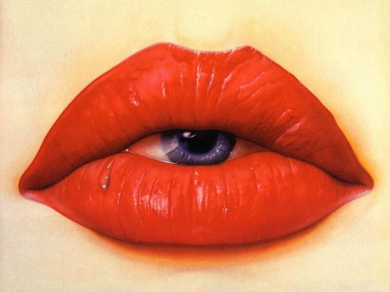 Red Lips with Eye — Dramatic, Painting