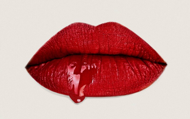 Red Lips with Liquid