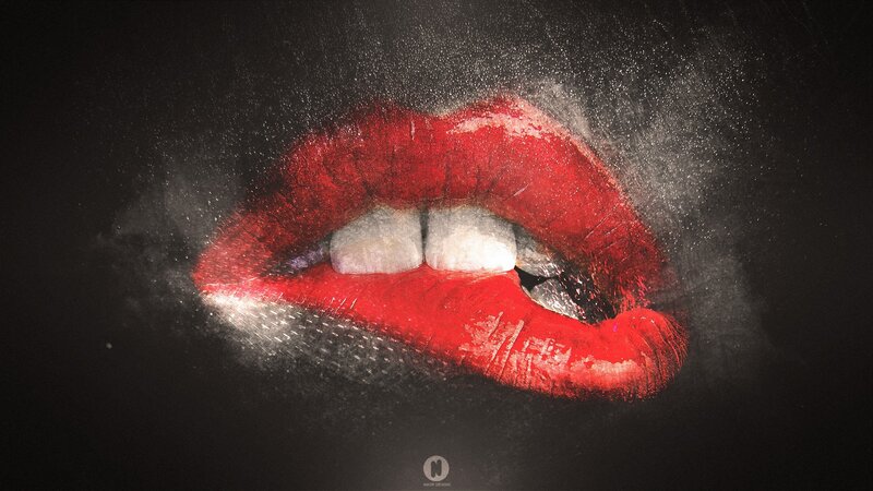 Red Lips with Powder — Dramatic