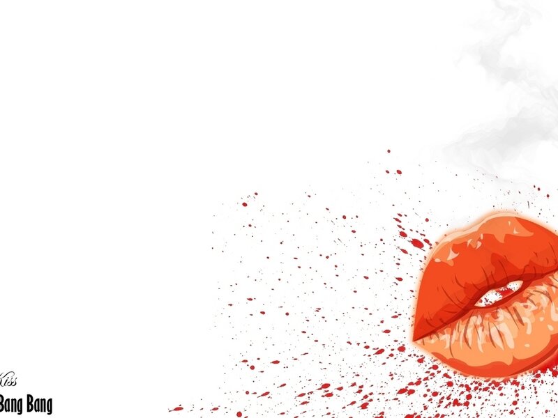 red lips with splatter effect