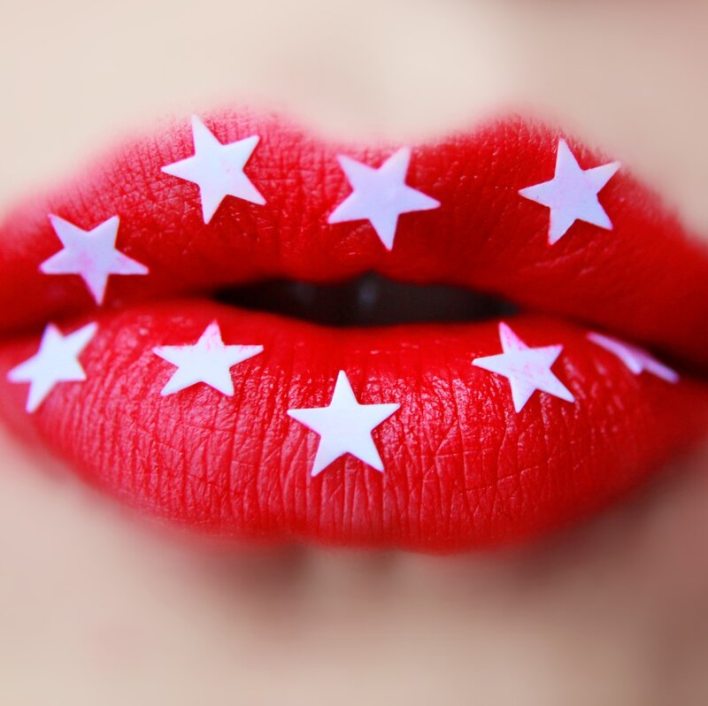 Red Lips with Stars