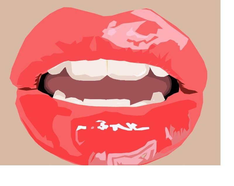 red lips with teeth