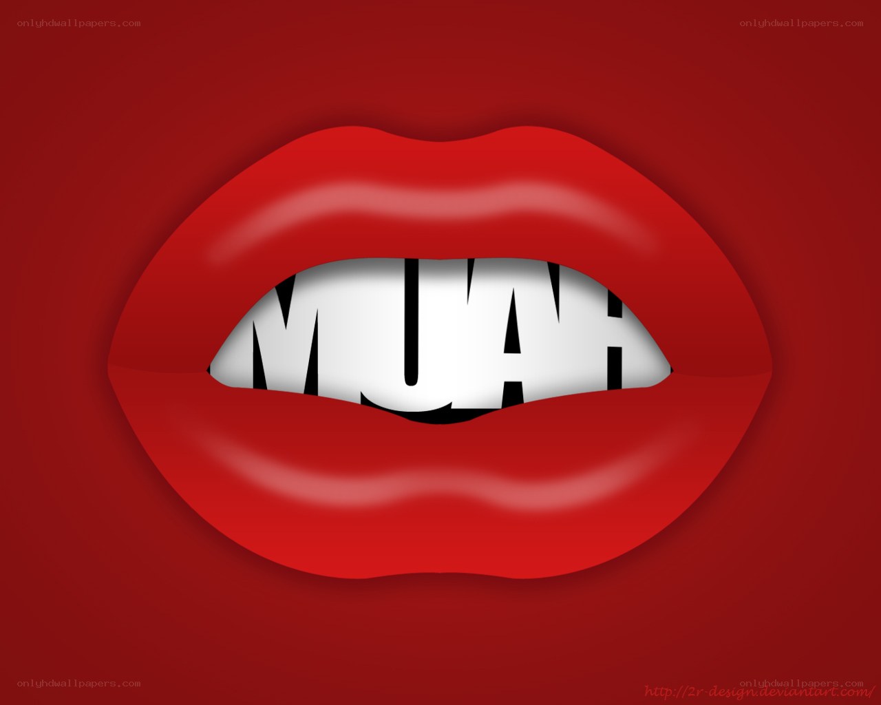 red lips with text