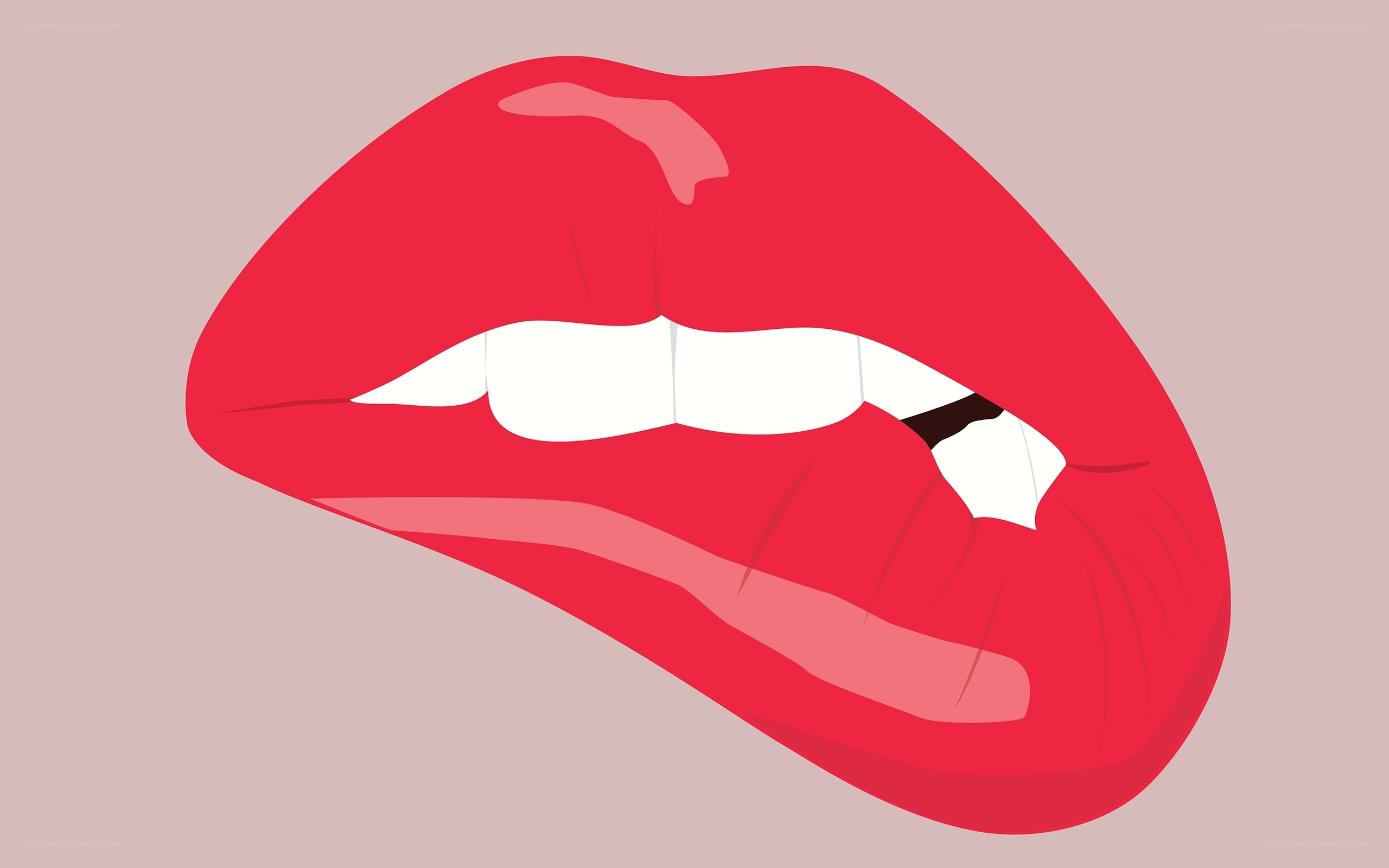 red lips with white teeth