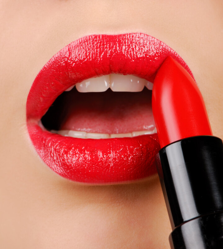 red lipstick application