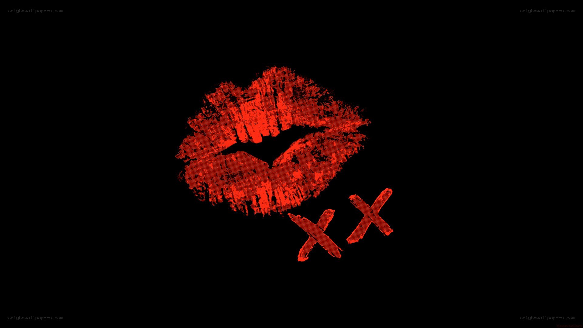 red lipstick kiss mark