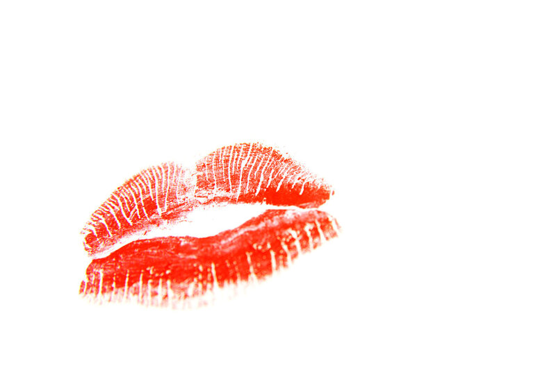 red lipstick kiss mark