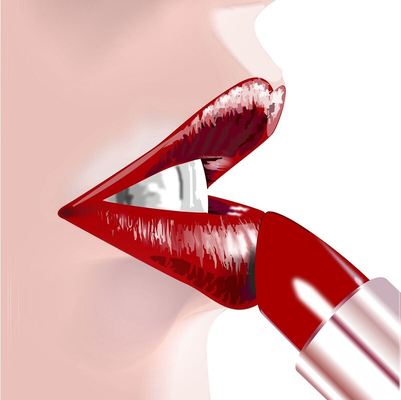 Red Lipstick on Lips