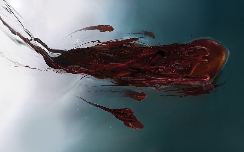 Red Liquid Creature — Dramatic