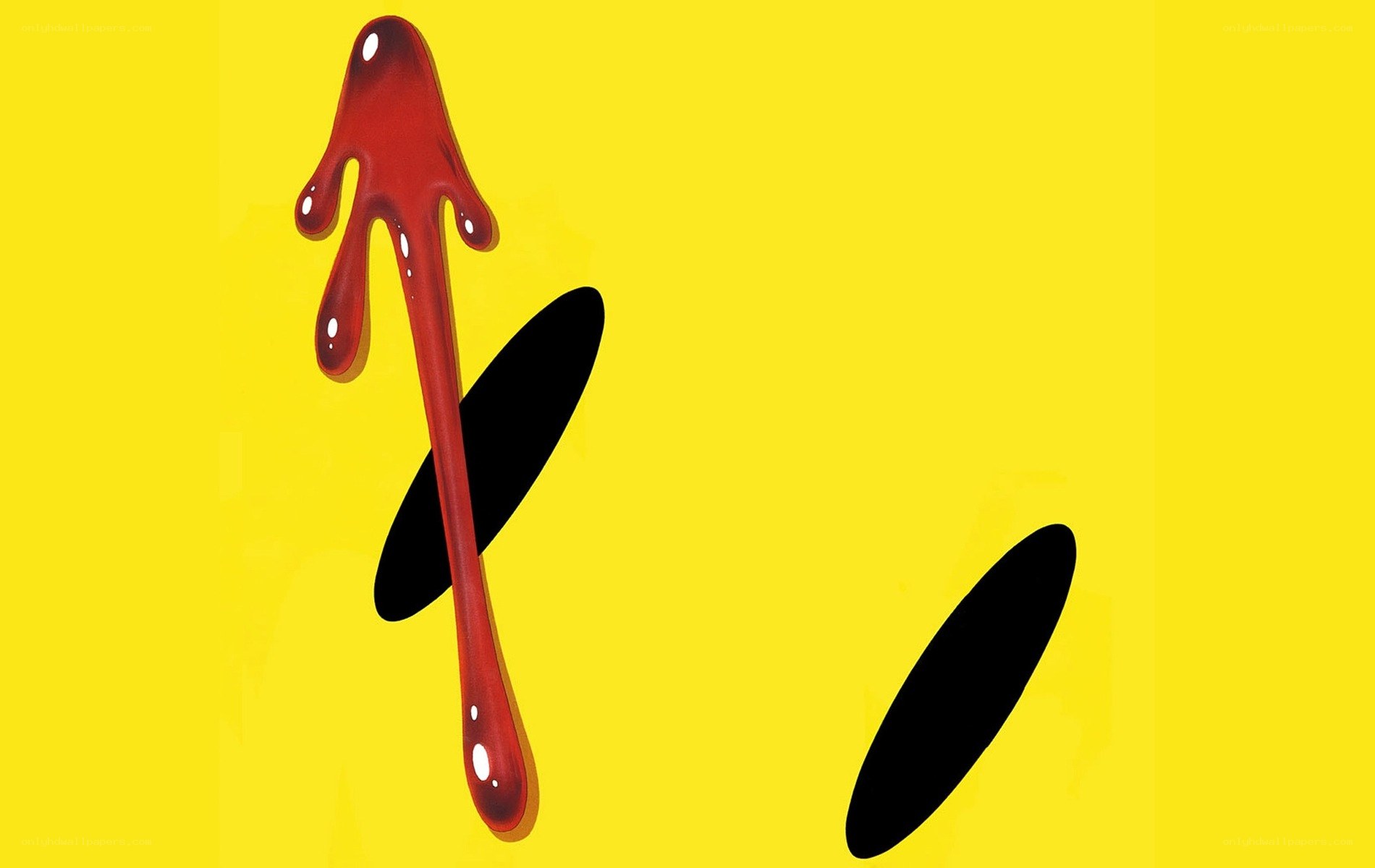 Red liquid dripping on yellow