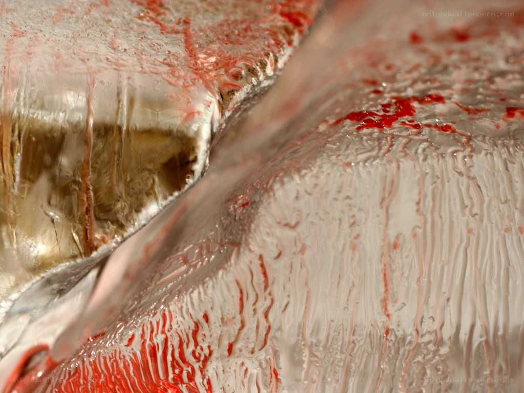 Red liquid on ice surface