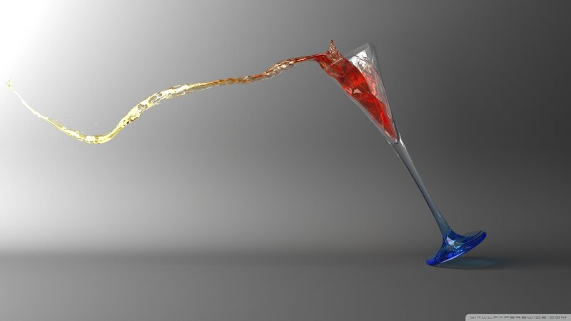 Red Liquid Pouring from Glass — Gray