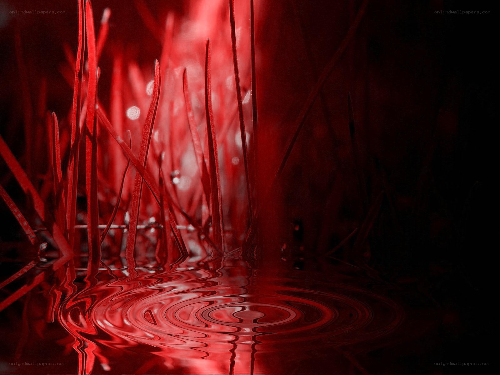 Red liquid ripples in abstract scene