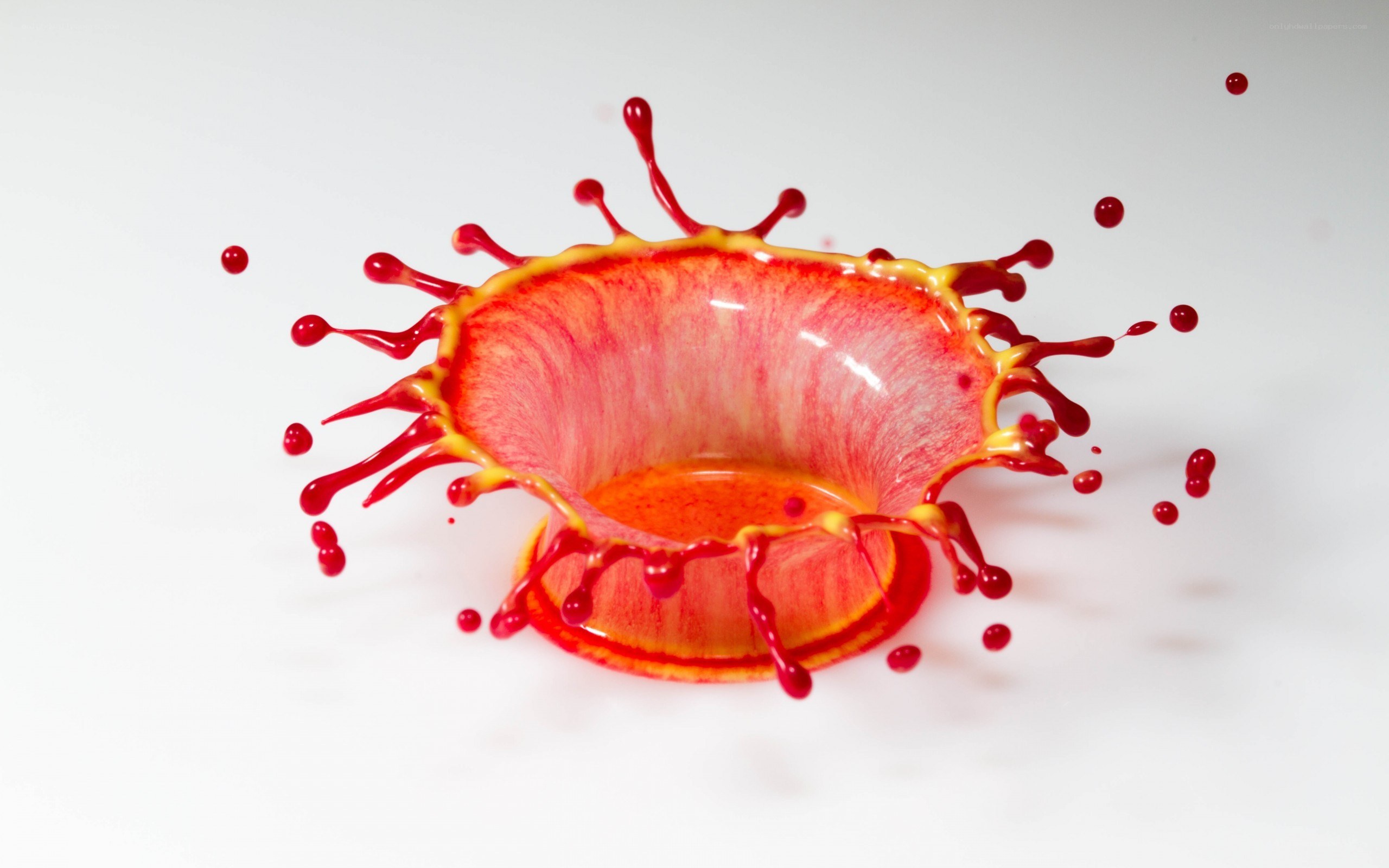 Red liquid splash in bowl