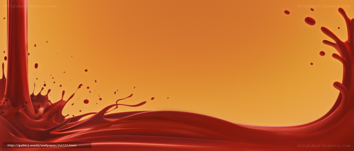 Red liquid splash on orange