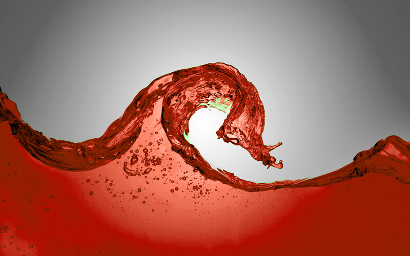 Red liquid wave splash