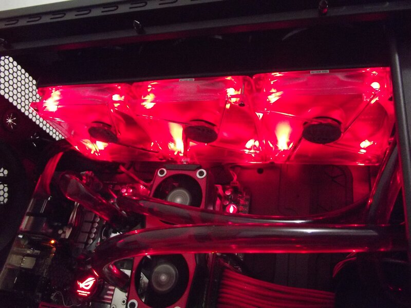 red-lit computer cooling system