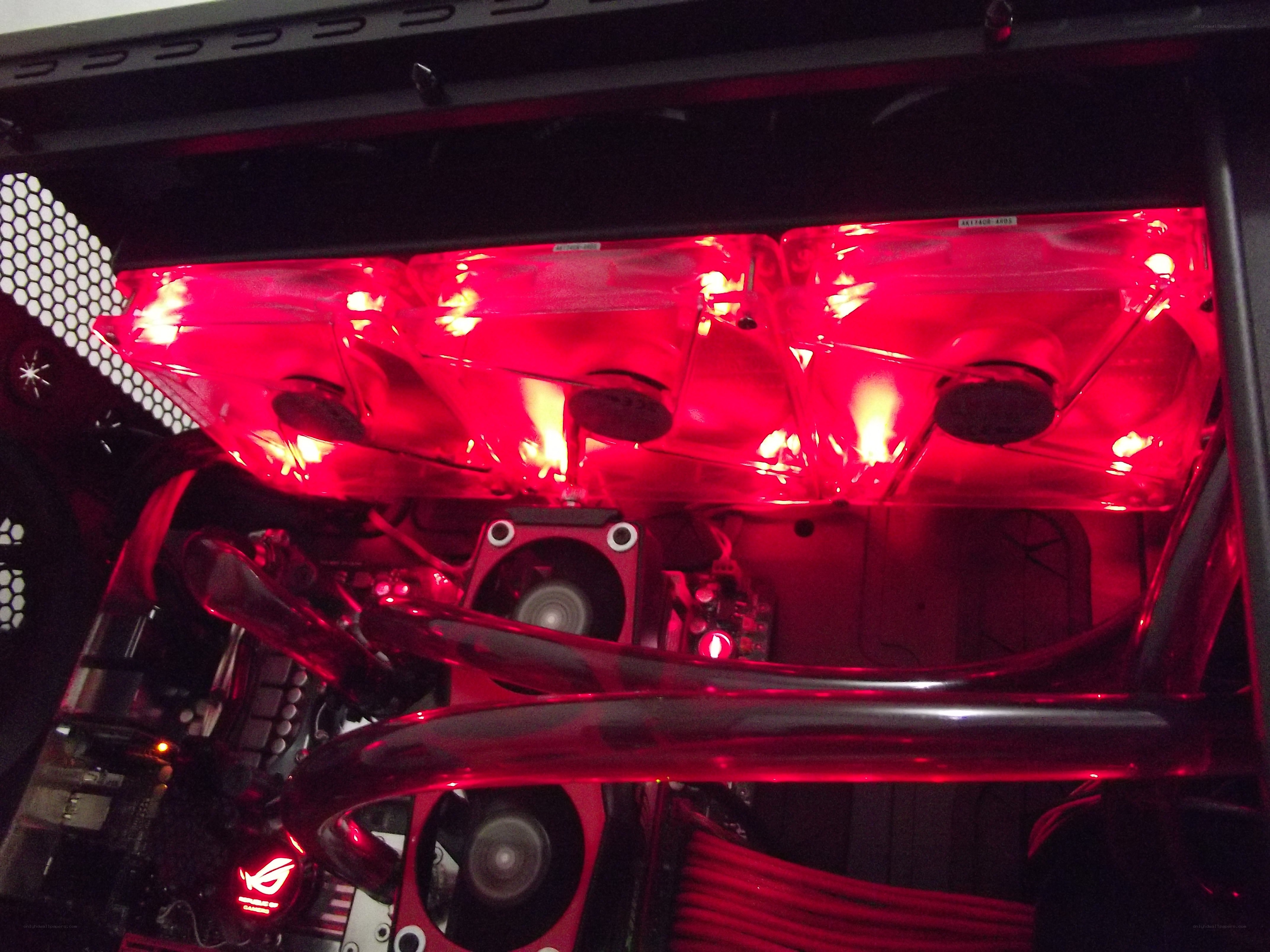 red-lit computer cooling system
