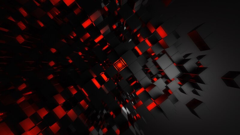 Red-lit Cubes in Space — Black