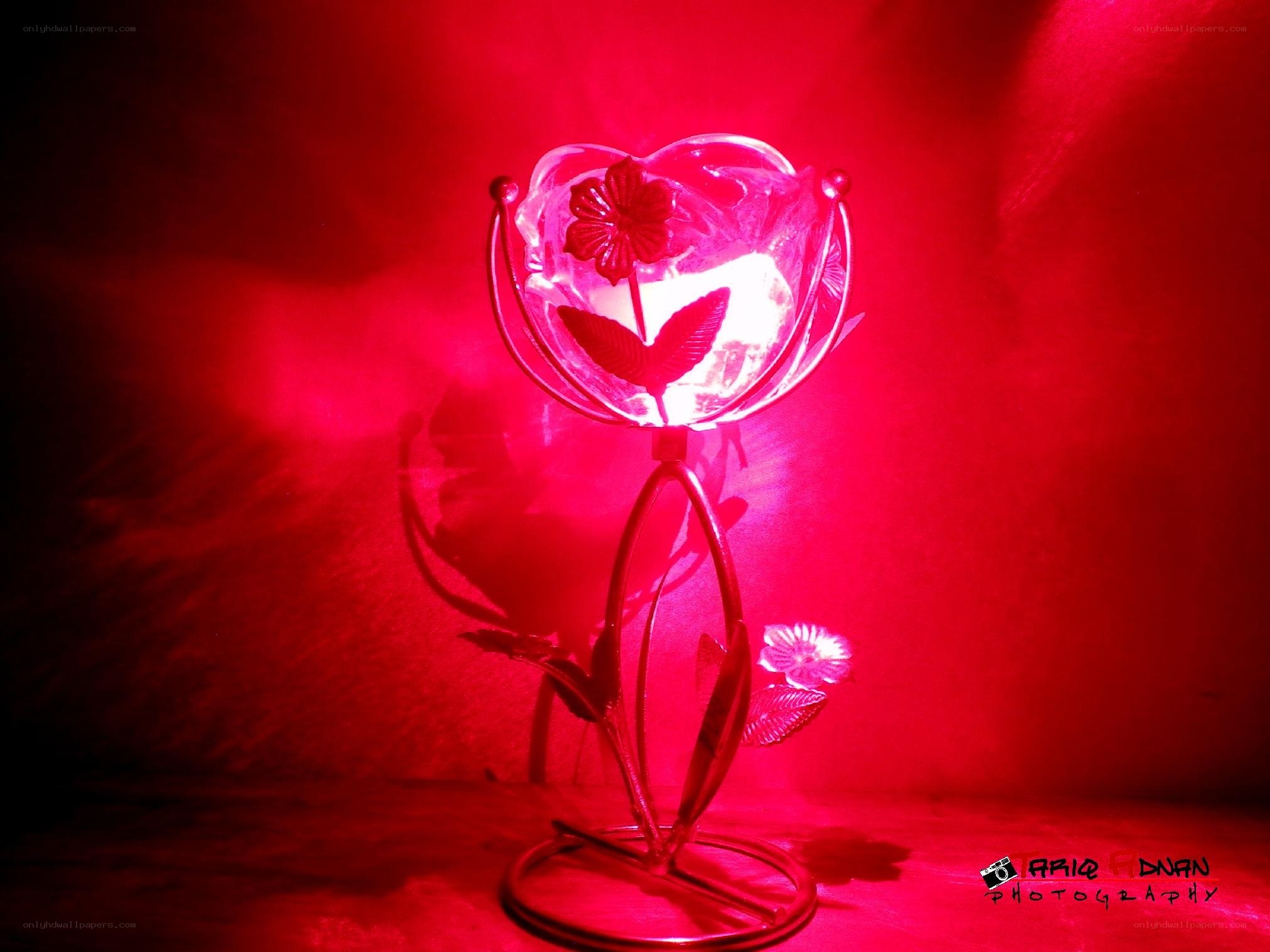 Red-lit flower lamp