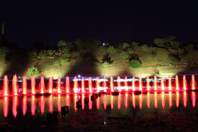 Red-lit Fountains