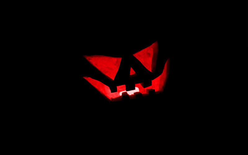red-lit jack-o-lantern face