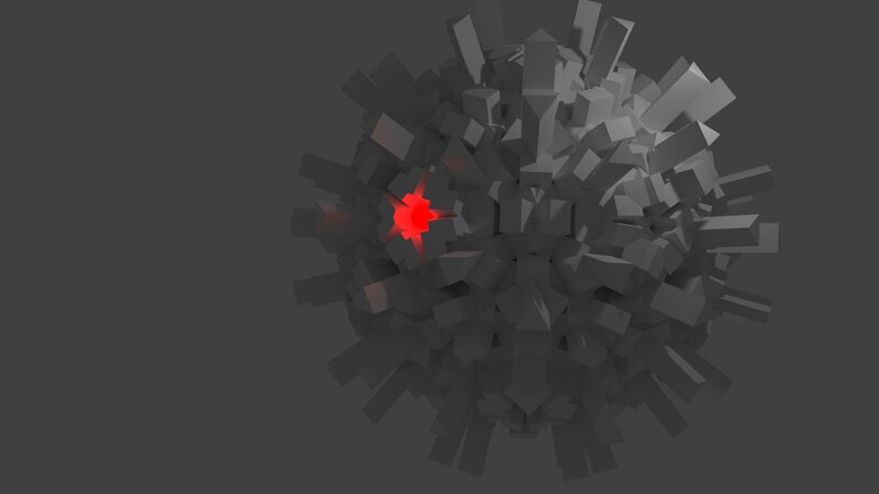 Red-lit Sphere of Blocks
