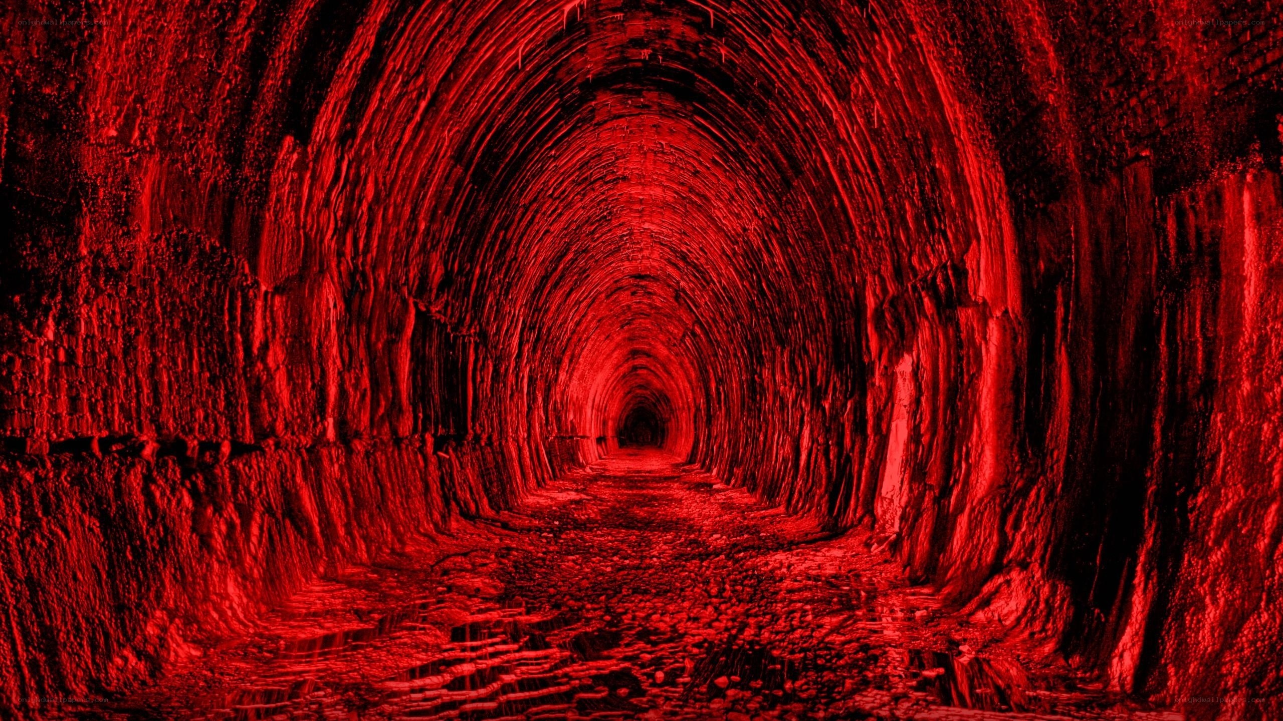 red-lit tunnel interior